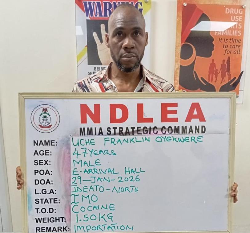 Brazil Returnee Onyekwere hides Cocaine in Private Parts, busted by NDLEA
