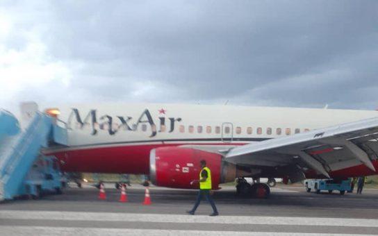 Max Air Boeing 747 loses four tyres on take- off roll at Yola Airport