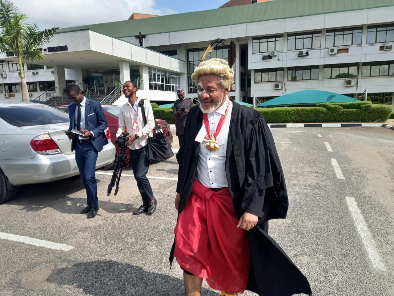 Drama as human rights lawyer attends Supreme Court proceedings in traditional worshippersâ€™ attire