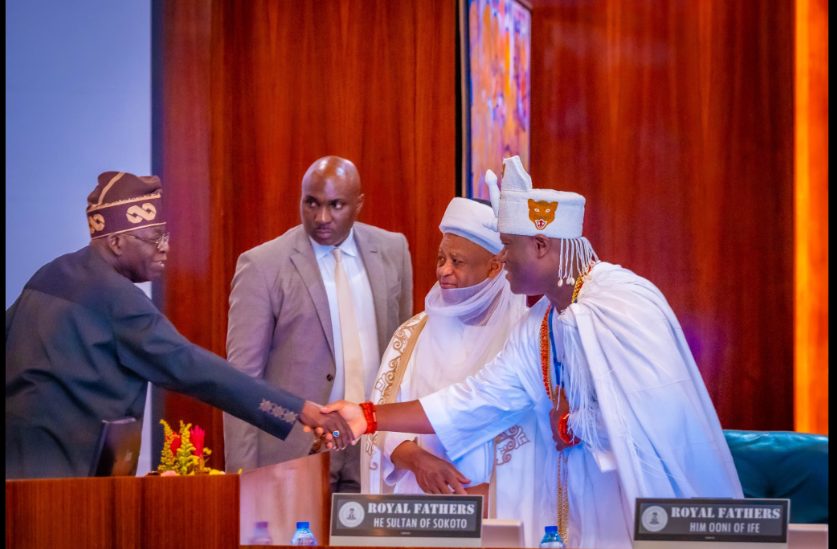 August 1 protests: Details of Tinubuâ€™s meeting with Ooni of Ife, Sultan of Sokoto