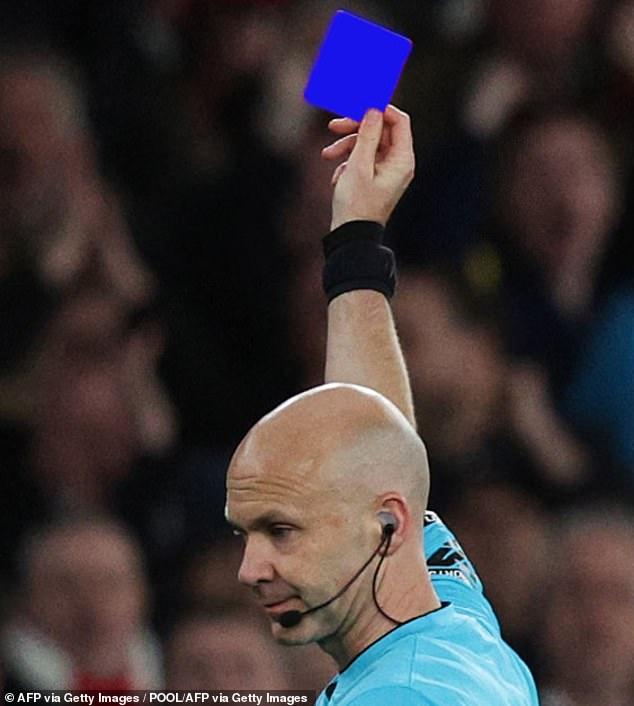 Now referees are to hand out BLUE cards: Football fans left baffled by yet another bizarre rule change just days after Premier League chief admitted VAR system needs fixing