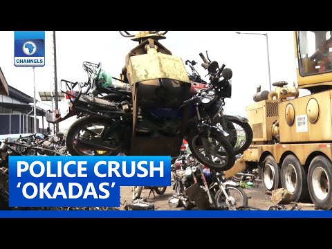 â€˜Okadas Being Used For Crimeâ€™: Lagos Crushes Over 400 Motorcycles