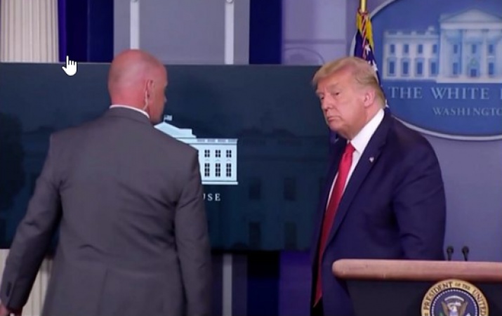 Trump escorted out of briefing as man shot near White House