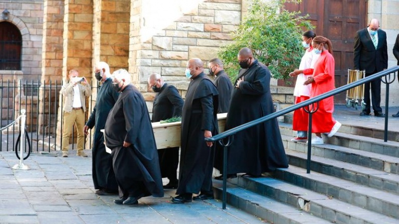Archbishop Desmond Tutu's body lies in state in 'cheapest coffin available'